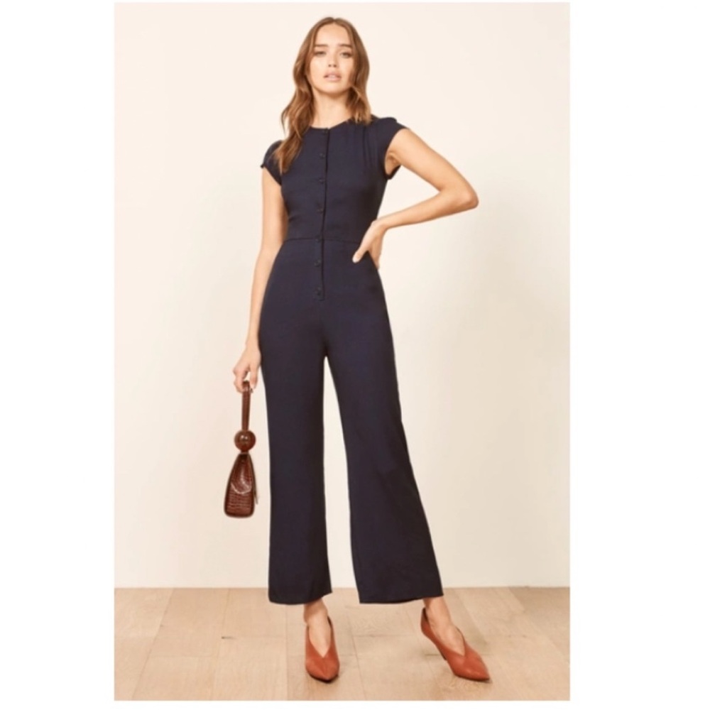 Reformation Navy Marina Jumpsuit